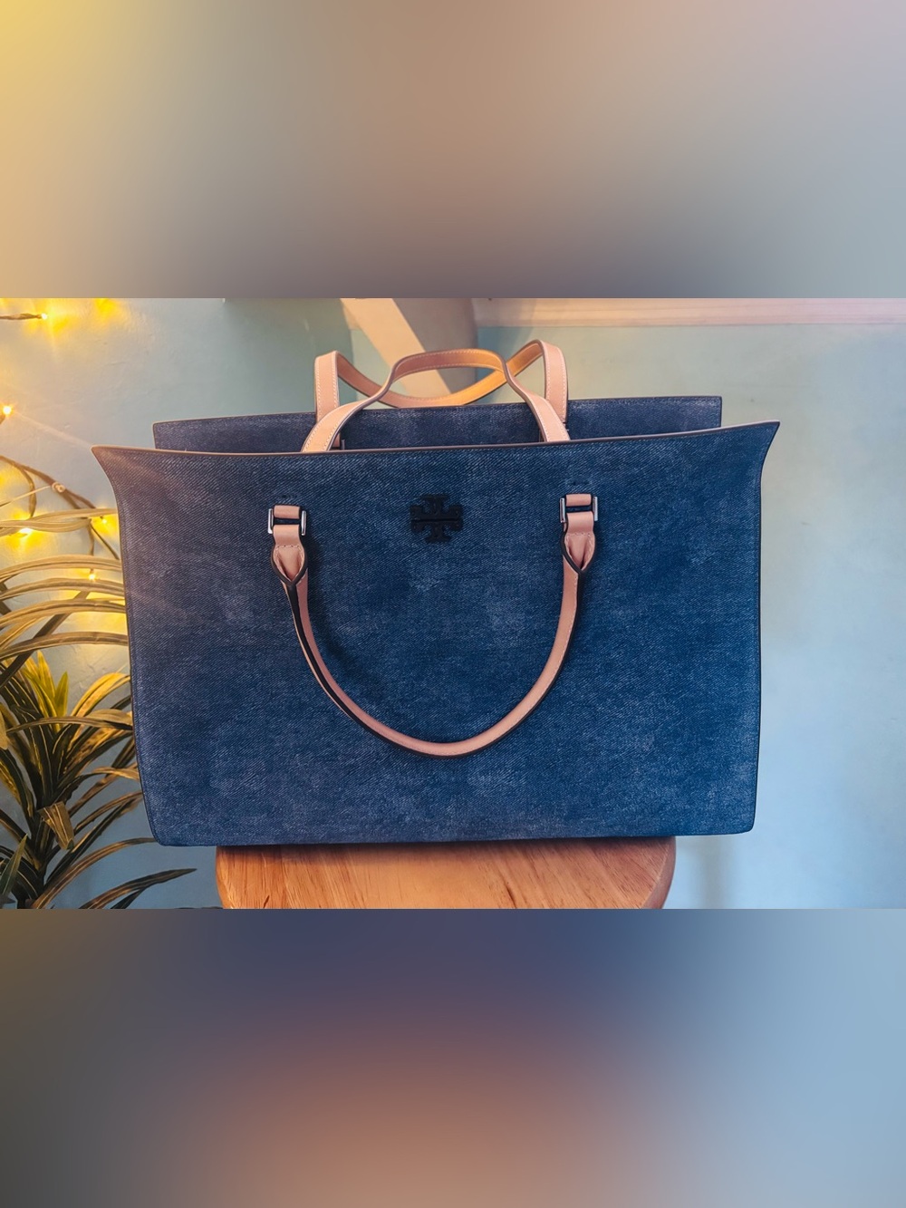 Tory Burch NWT Denim Suede Work Tote Bag - Picture 10 of 10